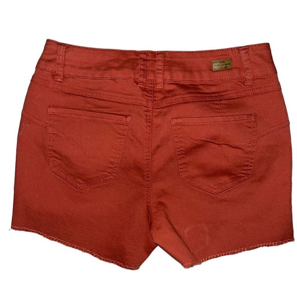 Miss Poured In Blue Rust Orange Cut Off Shorts Size 10 Double Button Raw Hem